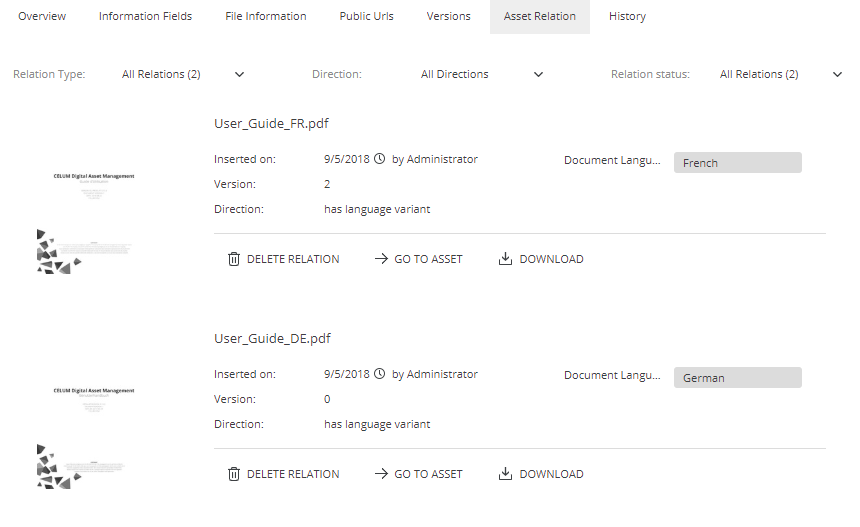"Asset Relation" detail view tab